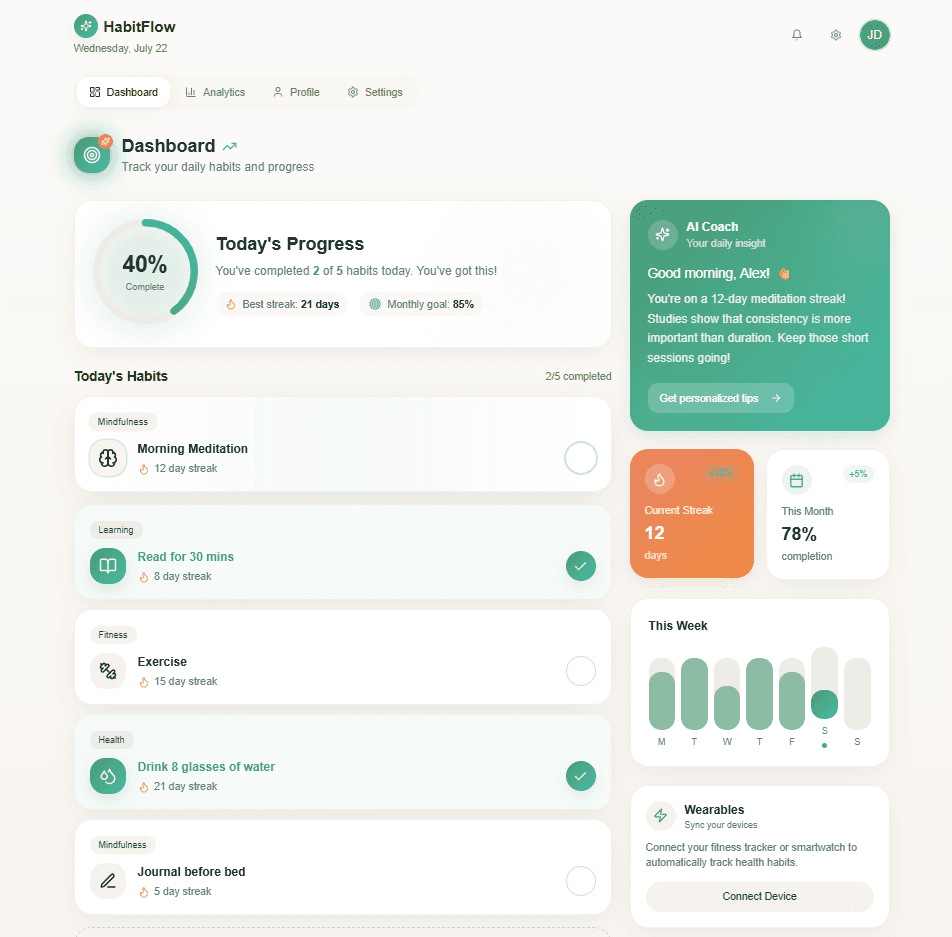AI-Powered Habit Tracker Screenshot 1